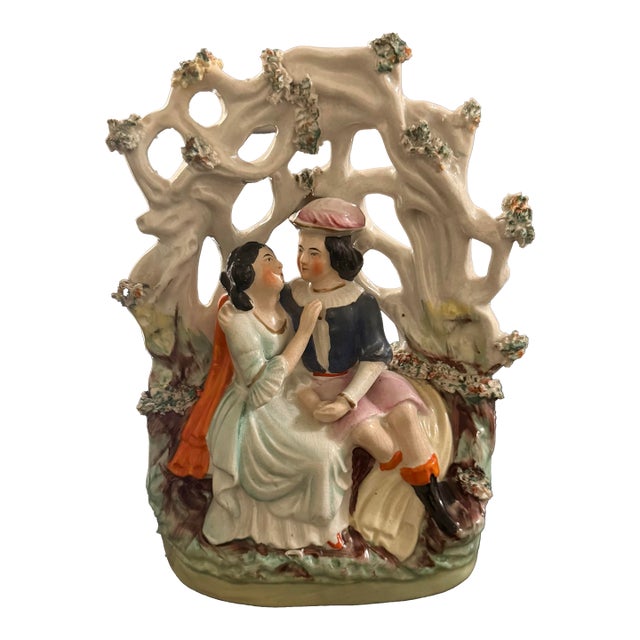 Antique 19th Century Staffordshire Courting Couple Figurine 7.5in For Sale