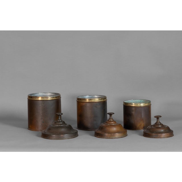 Lidded Copper Canisters, 1900, Set of 8 For Sale - Image 4 of 10