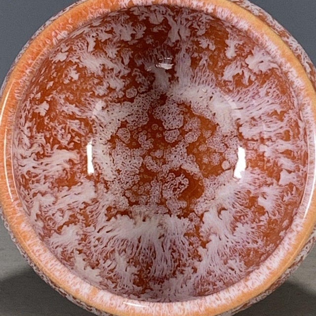 Red Vintage Flambé Glazed Porcelain Teacup – Double Beast-Head Handles For Sale - Image 8 of 9