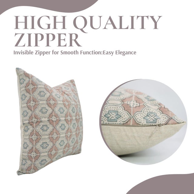 Fabdivine Handmade Block Print Linen Blend Lumbar Pillow Cover 14x20 Inches-Jharoka Design For Sale - Image 6 of 9