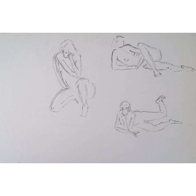 Black Evelyne Luez, Depicting Nude Women, 20th Century, Pencil on Paper For Sale - Image 8 of 9