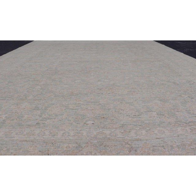 Modern Tabriz Design Rug by Keivan Woven Arts in Soft Green Tones 8'10 X 11'10 For Sale - Image 9 of 12