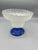 Late 20th Century Vintage Frosted Glass Pedestal Bowl With Cobalt Blue Base For Sale - Image 5 of 6