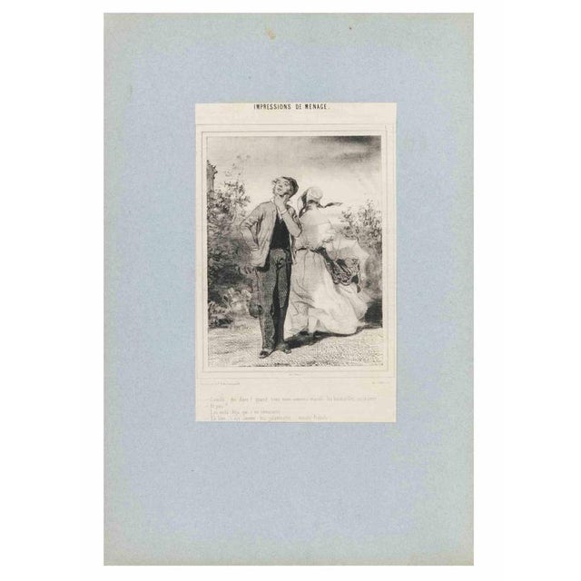 Lithograph on paper, from the Series "Impressions de Ménage", plate 1. An original nineteenth-century lithograph by the...