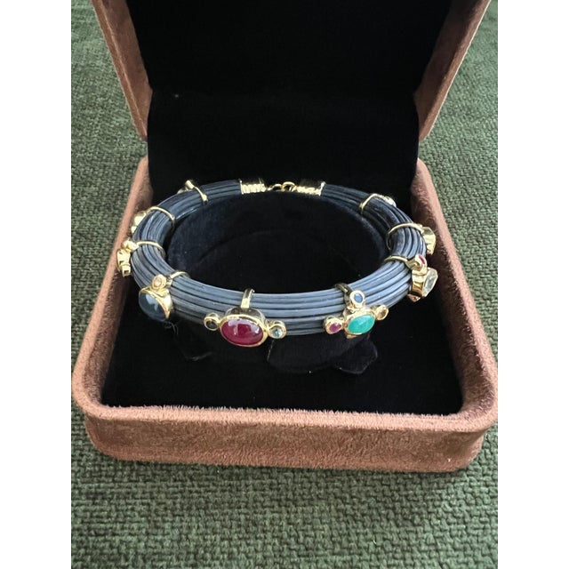 Early 21st Century Bochic "Capri" Ruby & Multi Color Sapphire Choker Set In 18K Gold & Silver For Sale - Image 5 of 18