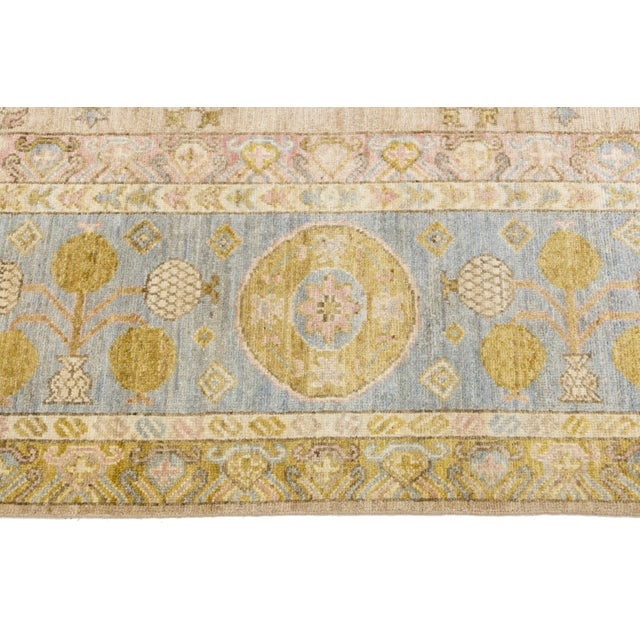 Beige 12 X 15 Modern Designed Khotan Style Wool Rug in Beige For Sale - Image 8 of 9