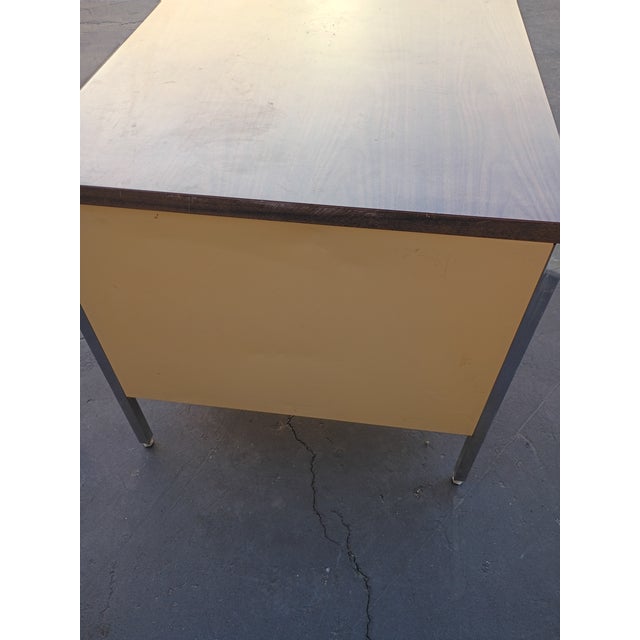Mid-Century Modern 1970s McDowell and Craig Yellow 4 Drawer Tanker Desk For Sale - Image 3 of 7