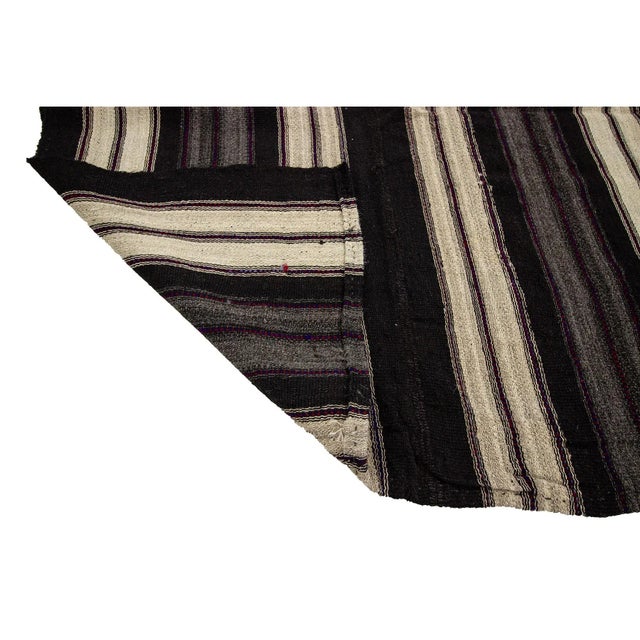 Mid 20th Century 1960s Vintage Striped Handwoven Kilim Rug- 5′2″ × 9′2″ For Sale - Image 5 of 7