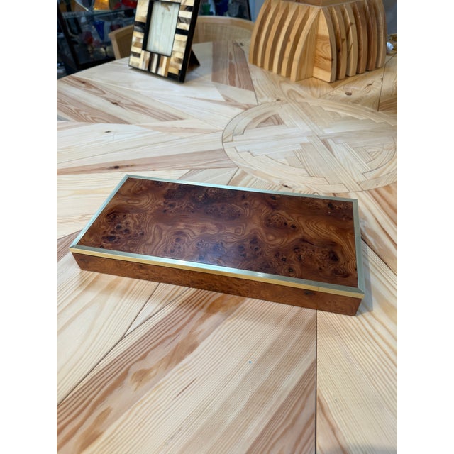 Italian Dal Negro Treviso Burl Wood and Brass Playing Card Box For Sale - Image 3 of 7