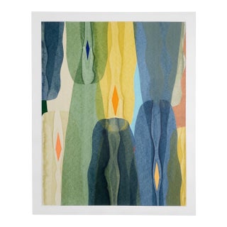 Original Abstract Organic Color Field Composition Painting on Paper by Artist Casey R Klein For Sale