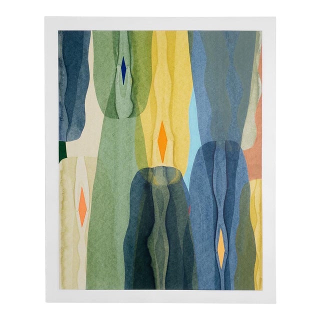 Original Abstract Organic Color Field Composition Painting on Paper by Artist Casey R Klein For Sale