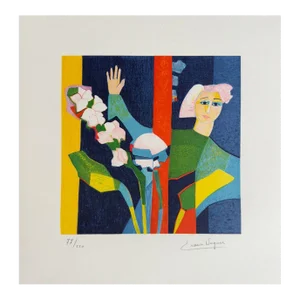1990 France Wagner Woman at the Window Lithograph