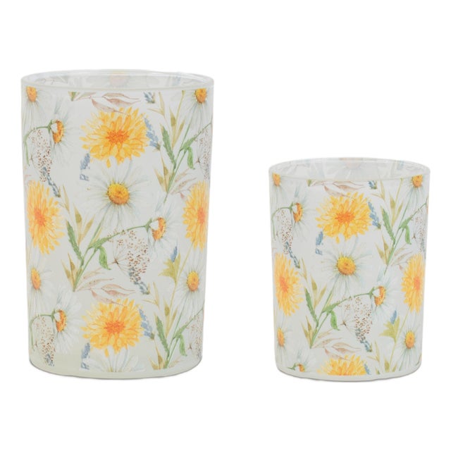 Floral Print Votive Candle Holder (Set of 2) For Sale