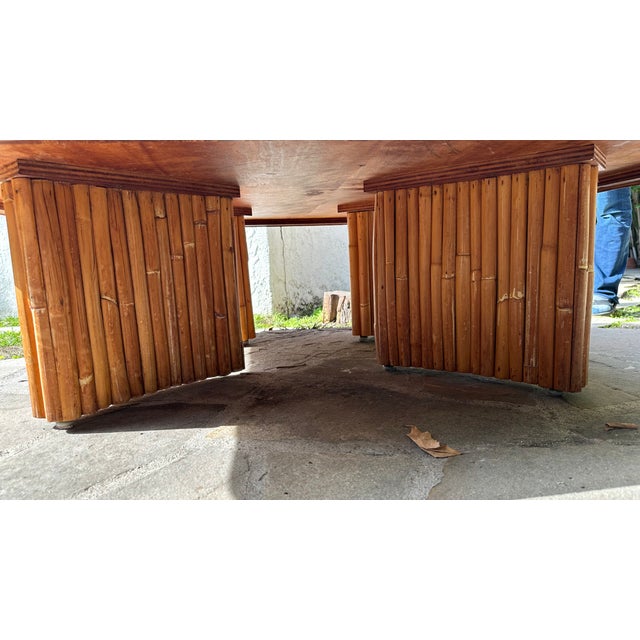Vintage Split-Reed Rattan Coffee Table – Paul Frankl Style For Sale In Los Angeles - Image 6 of 11