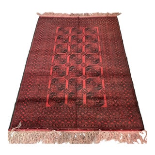 Vintage Afghan Turkmen Ersari Bokhara Gul Rug - 8'6" X 6'6" For Sale