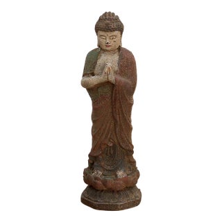 12" Tall Weathered Standing Buddha For Sale