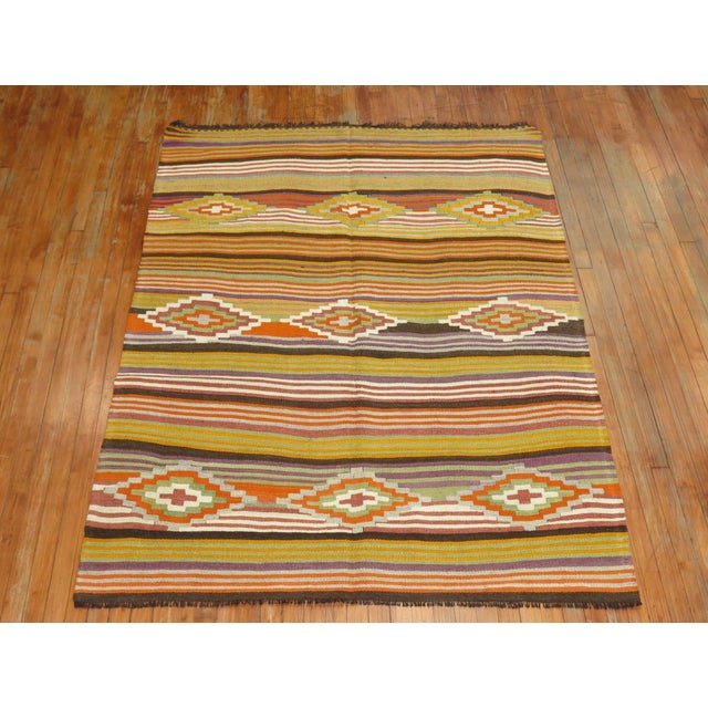 Vintage Turkish Striped Kilim - 6'3" x 9'3" For Sale - Image 4 of 6