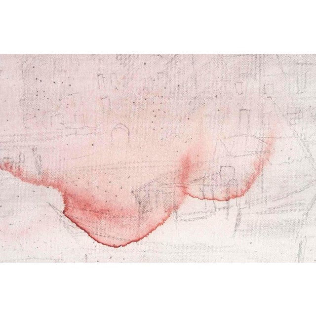 Modern Jochen Michaelis, View of a Village and Its Red Mist, Mixed Media on Canvas For Sale - Image 3 of 8