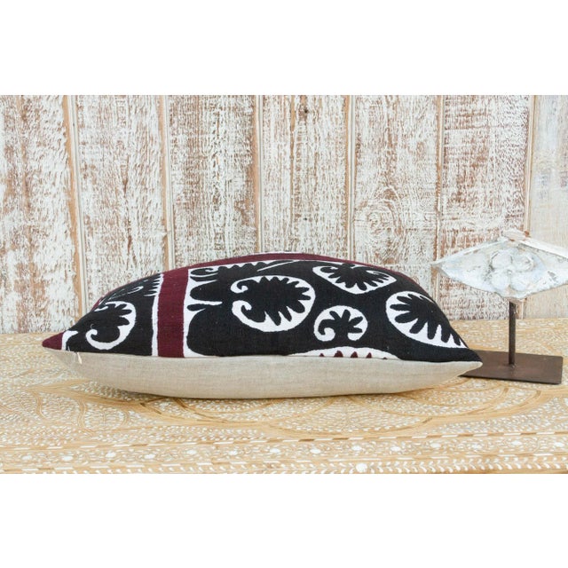 Textile Rozi Bukhara Suzani Lumbar Pillow For Sale - Image 7 of 10