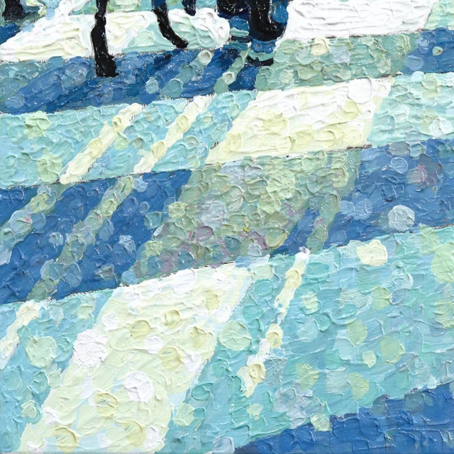 Another Story - Original Textured Impasto Contemporary City Life Pointillist Acrylic Painting For Sale - Image 4 of 8