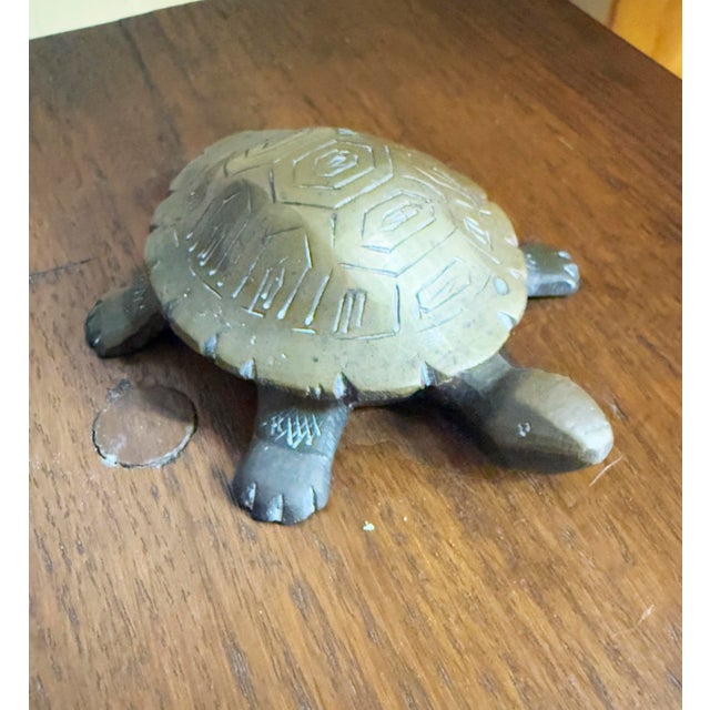 Metal 1970s Vintage Hollywood Regency Brass Turtle Keepsake Box For Sale - Image 7 of 8