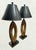 Vintage Extra Tall Organic Wood and Bone Mid Century Modern Open Oval Black Shade Table Lamps - a Pair For Sale - Image 12 of 15