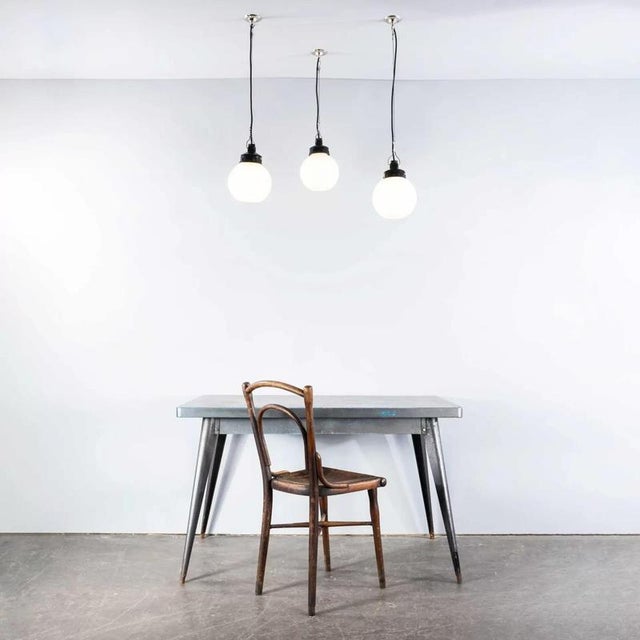 Small Industrial Opaline Globe Pendant Lamp, 1940s For Sale - Image 6 of 17