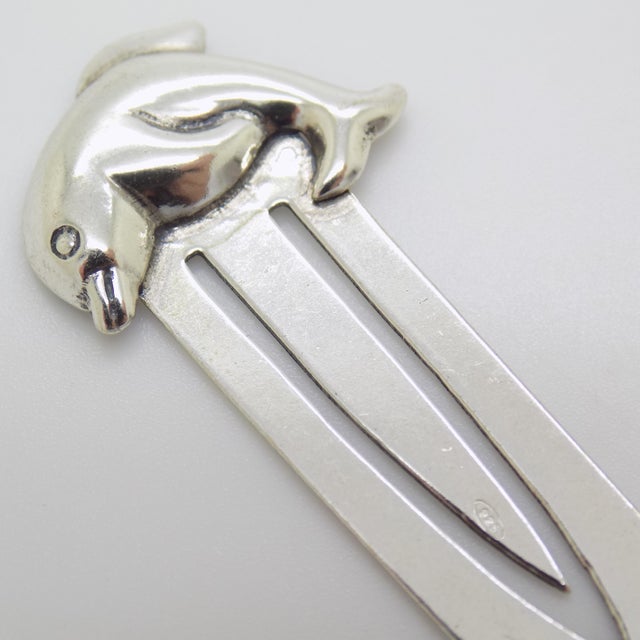 Vintage Italian Handmade Genuine Sterling Silver 925 Dolphin Bookmark For Sale - Image 4 of 11