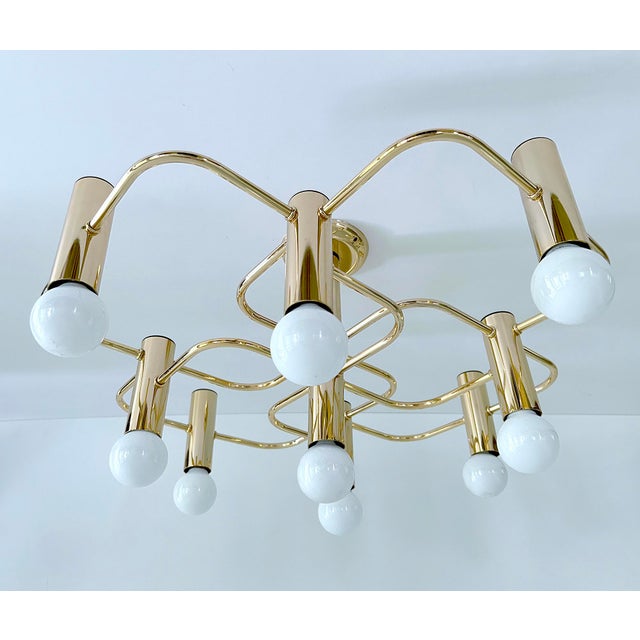Large Space Age Gilded Ceiling Light from Leola For Sale - Image 9 of 18