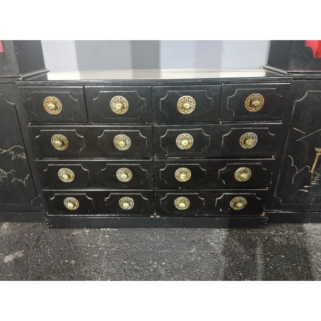 1940's Custom Made Hollywood Regency Dorothy Draper Style Chinoiserie Installed Wall Unit/ Storage/ Dry Bar by Billy Haines For Sale In Miami - Image 6 of 12