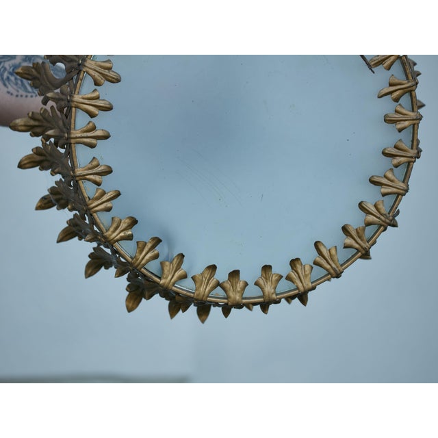 Mid 20th Century Spanish Gilt Metal Crown Chandelier with Elongated Leaves, US Wired For Sale - Image 10 of 12