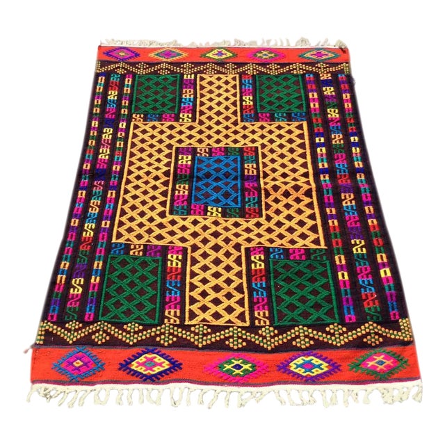 Vintage Turkish Kilim Rug - 40.5" X 57" For Sale