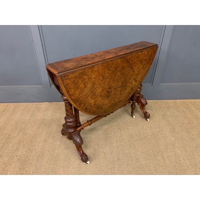 Brown Large Victorian Burr Walnut Sutherland Table, 1870 For Sale - Image 8 of 10