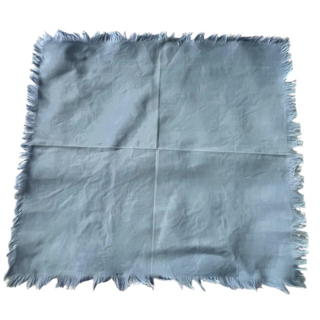 Forest Green Vintage Set of 7 Dinner Linen Napkins Neutral Colors Fringed Farmhouse Boho Easter Earth Tones For Sale - Image 8 of 12