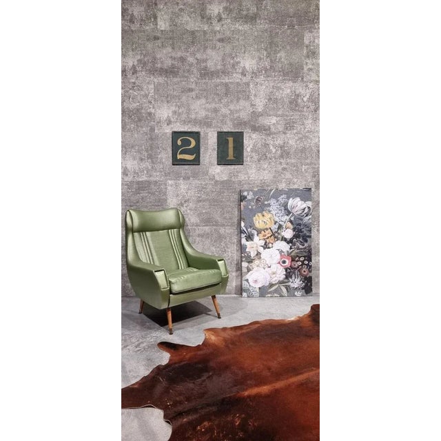 Mid-Century Lounge Chair in Sky and Wood, 1960s For Sale - Image 12 of 13