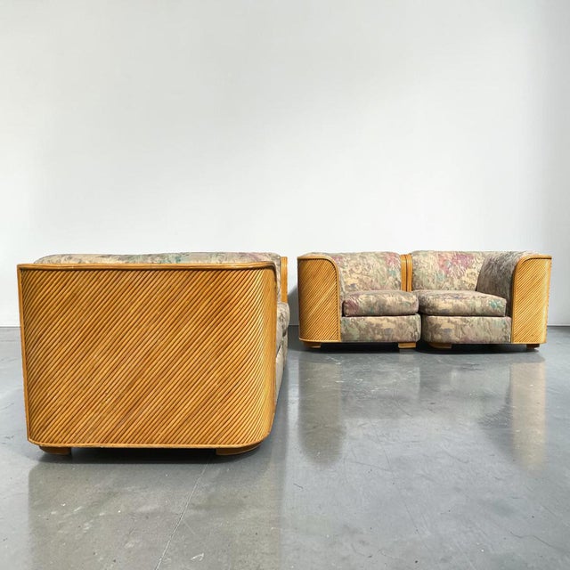 1980s Vintage Pencil Reed Modular Love Seats - a Pair For Sale - Image 5 of 11