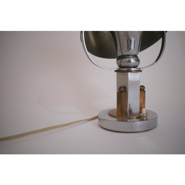 Vintage French Table Lamp in Copper and Chrome, 1930 For Sale - Image 15 of 18