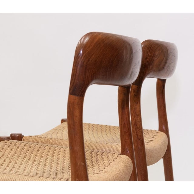 Teak and Cord Model 75 Dining Chairs by Niels Møller J.L. Møllers, 1960s, Set of 4 For Sale - Image 4 of 18