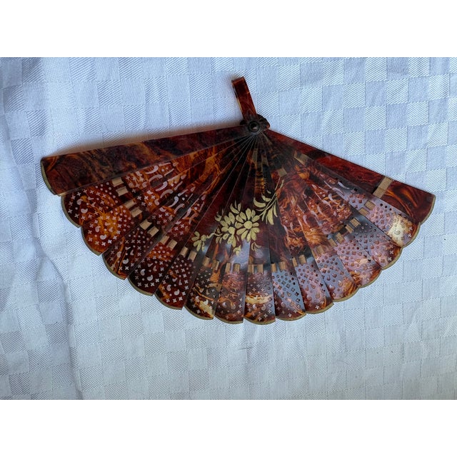 Shell Vintage Petite Tortoise Shell Fan For Sale - Image 7 of 11
