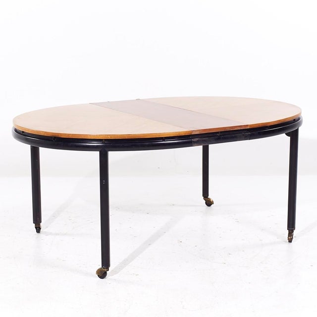 Wood Michael Taylor for Baker Mid Century Expanding Dining Table With 2 Leaves For Sale - Image 7 of 10