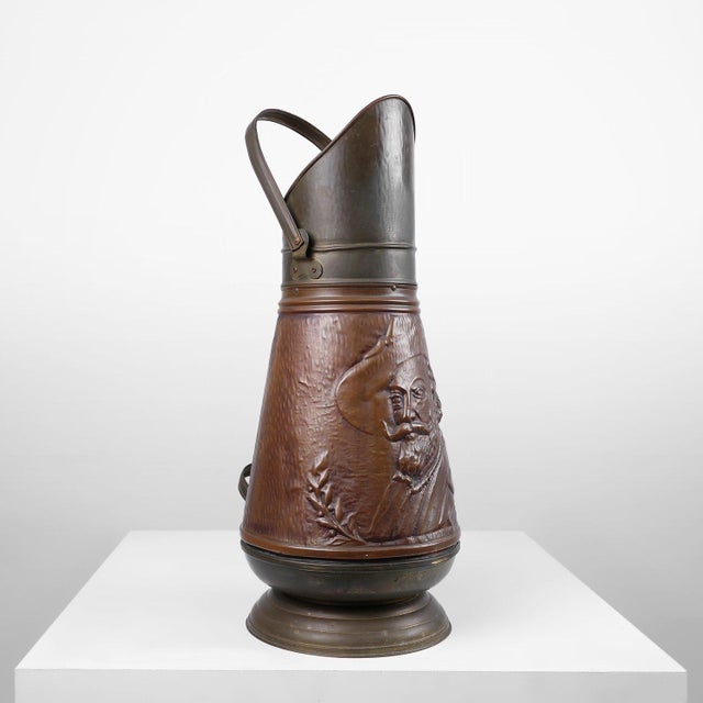 Copper Umbrella Stand with Hammered Relief of Vermeer, France, 1900s For Sale - Image 14 of 14