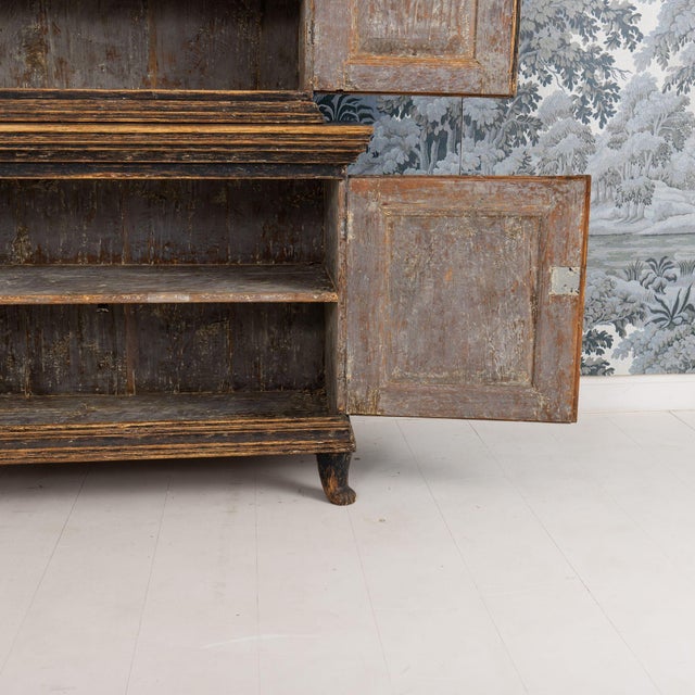 Black 18th Century Swedish Baroque Period Cabinet in Original Paint With Bear Paw Feet For Sale - Image 8 of 18