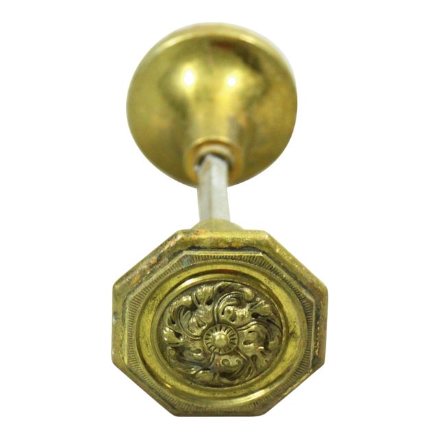 Vintage Cast Brass Octagon Entry Door Knobs For Sale