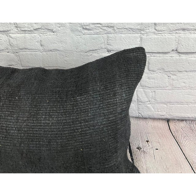 Turkish 16 x 24 Hemp Pillow Turkish Cushion Natural Black Pillow Cushion Cover For Sale - Image 3 of 4