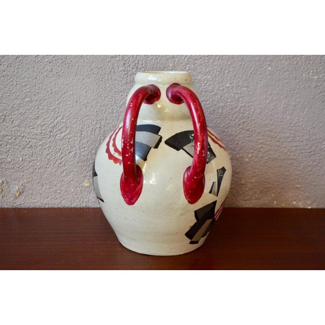 1930s Large Art Deco Vase with Double Handles from Betzy Augeron, France, 1930s For Sale - Image 5 of 18