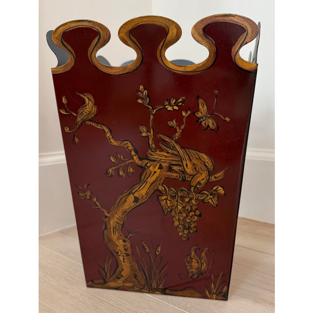 Golfar and Hughes London Tole Chinoiserie Wastebasket For Sale In Miami - Image 6 of 7