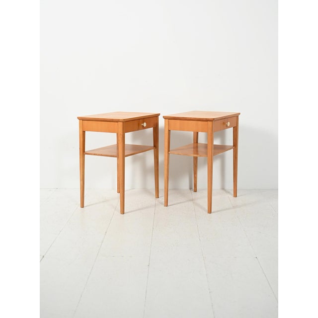 Scandinavian Beech Bedside Tables, 1950s, Set of 2 For Sale - Image 4 of 8