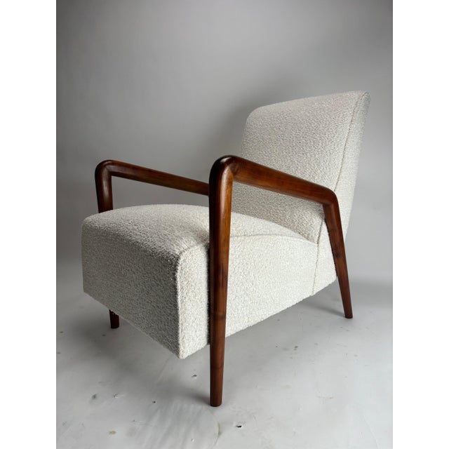 Paolo Buffa Mid-Century Italian Armchair in Wood and Fabric in the style of Paolo Buffa, 1950 For Sale - Image 4 of 12