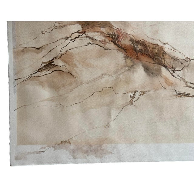 Abstract Polly Schaafsma Signed Original Watercolor, Mountain in Big Bend, 1978 For Sale - Image 3 of 5