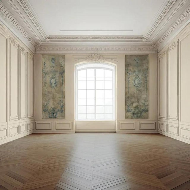 This blue panoramic wall décor is a paper piece inspired by the early nineteenth century. Made from aged-effect paper and...